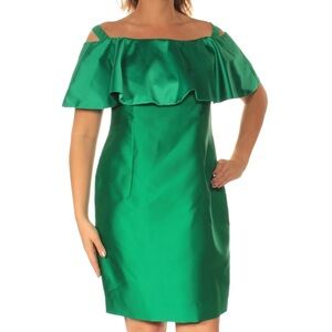 Adrianna Papell | Green Cold Shoulder Mini Dress